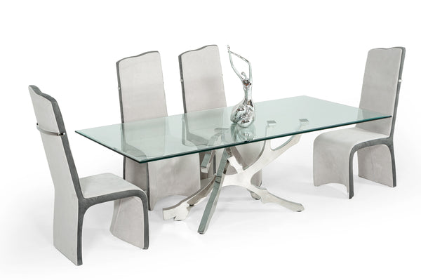 Modrest Legend Modern Glass & Stainless Steel Dining Table Model VGVCT8111-STL
