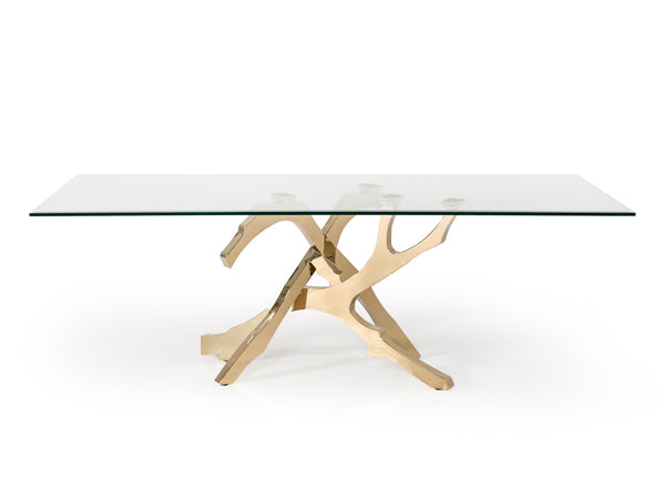 Modrest Legend Modern Glass & Gold Dining Table Model VGVCT8111-GLD