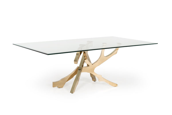 Modrest Legend Modern Glass & Gold Dining Table Model VGVCT8111-GLD