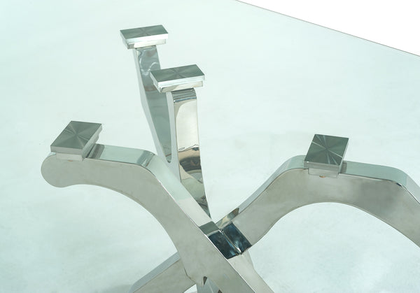 Modrest Legend Modern Glass & Stainless Steel Dining Table Model VGVCT8111-STL