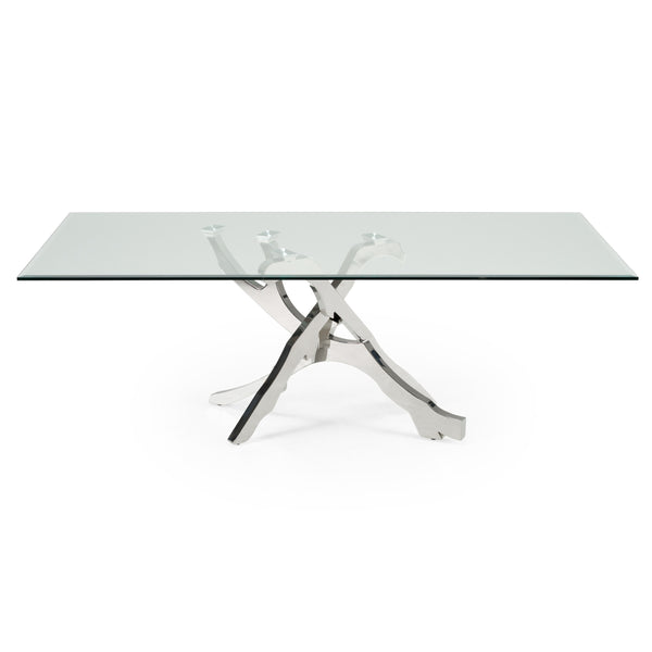 Modrest Legend Modern Glass & Stainless Steel Dining Table Model VGVCT8111-STL
