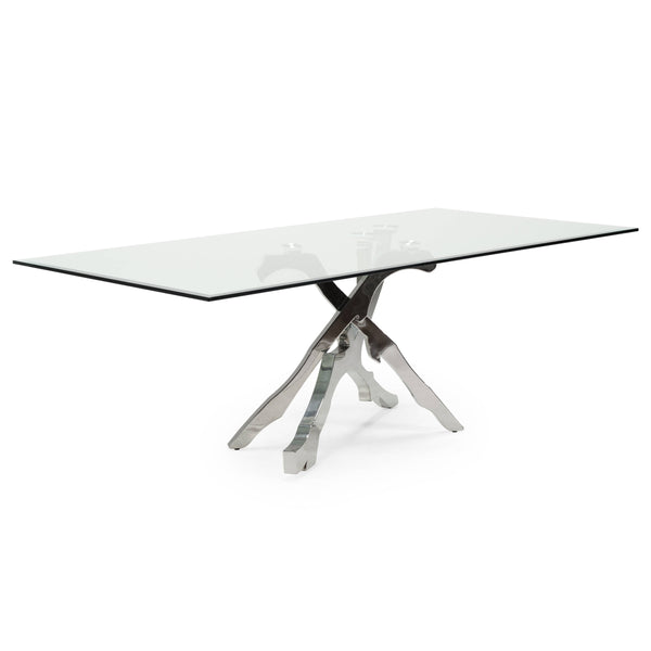 Modrest Legend Modern Glass & Stainless Steel Dining Table Model VGVCT8111-STL