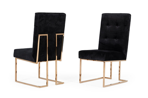 Modrest Legend Modern Black & Rosegold Dining Chair (Set Of 2) Model VGVCB012-BLK-DC