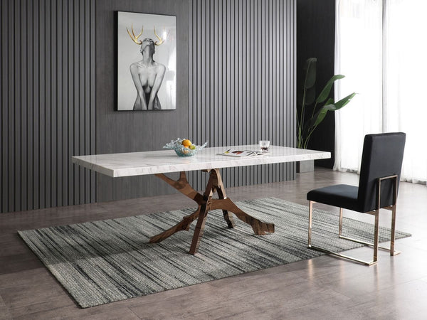 Modrest Legend Modern White Marble & Rosegold Dining Table Model VGVCT8222-M20-WHT-DT