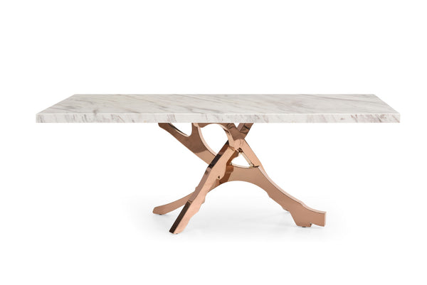 Modrest Legend Modern White Marble & Rosegold Dining Table Model VGVCT8222-M20-WHT-DT