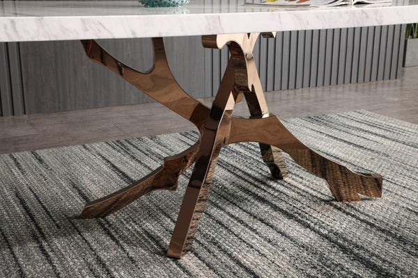Modrest Legend Modern White Marble & Rosegold Dining Table Model VGVCT8222-M20-WHT-DT