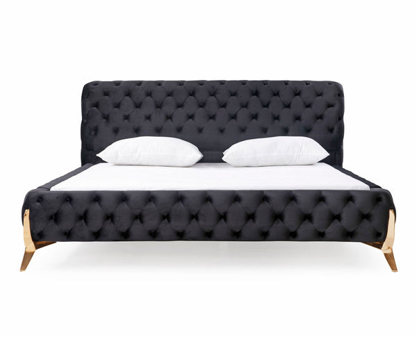 Queen Modrest Legend Modern Black Velvet &Amp; Rosegold Bed Model VGVCBD8111-15-BLKROSE-BED-Q