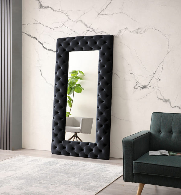 Modrest Legend Transitional Black Velvet Floor Mirror Model VGVCJ8111-3H-BLK-MIR