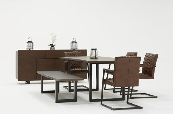 Leon Modern Umber Wood Live Edge Dining Table