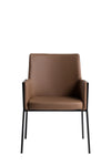 Modrest Leshay Modern Dark Camel Vegan Leather & Black Metal Dining Chair Model VGGAGA-6552CH-1-B19