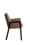 Modrest Leshay Modern Dark Camel Vegan Leather & Black Metal Dining Chair Model VGGAGA-6552CH-1-B19