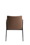 Modrest Leshay Modern Dark Camel Vegan Leather & Black Metal Dining Chair Model VGGAGA-6552CH-1-B19