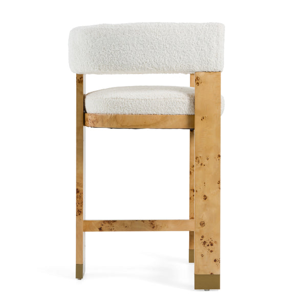 Modrest Letha Modern Cream Fabric & Burl Counter Chair Model VGMY-3805-26-CRM