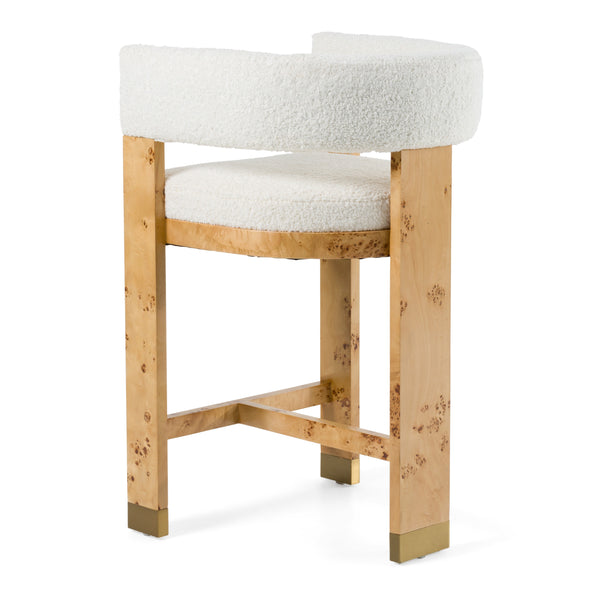Modrest Letha Modern Cream Fabric & Burl Counter Chair Model VGMY-3805-26-CRM