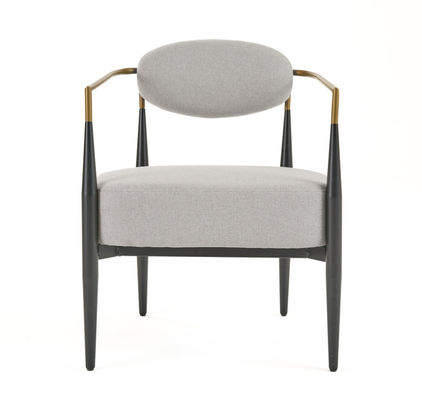 Modrest Liberty Modern Light Grey Fabric & Black & Gold Accent Chair Model VGDW-L-C500-009