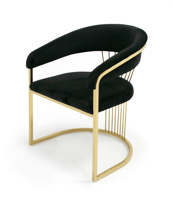 Modrest Linda Modern Black Velvet And Gold Dining Chair Model VGZA-Y429-BLK-DC