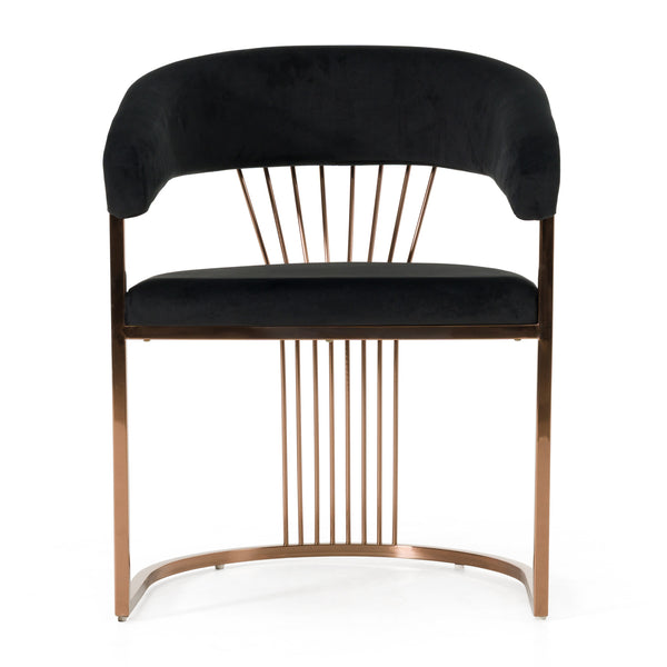 Modrest Linda Modern Black Velvet And Rosegold Dining Chair Model VGZA-Y429-RG-BLK-DC