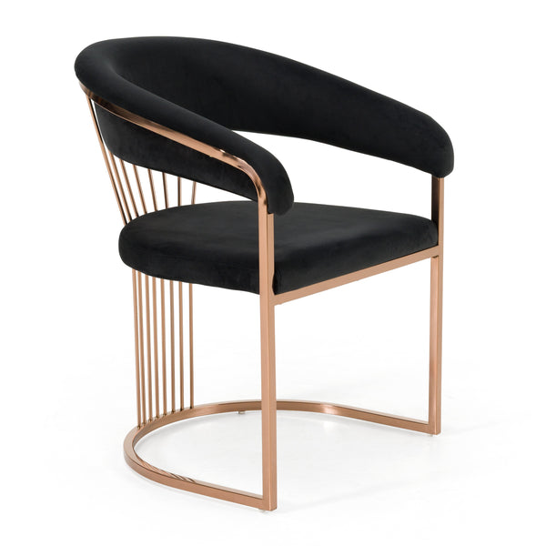 Modrest Linda Modern Black Velvet And Rosegold Dining Chair Model VGZA-Y429-RG-BLK-DC