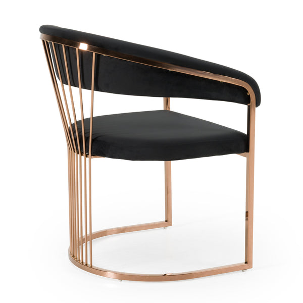 Modrest Linda Modern Black Velvet And Rosegold Dining Chair Model VGZA-Y429-RG-BLK-DC