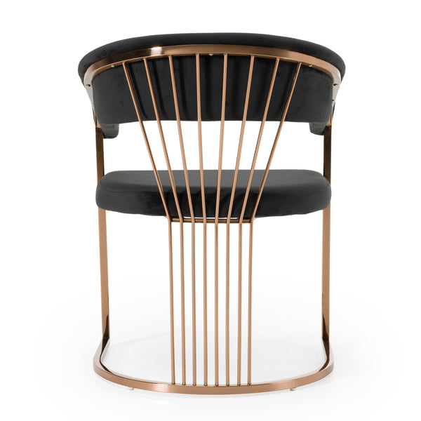 Modrest Linda Modern Black Velvet And Rosegold Dining Chair Model VGZA-Y429-RG-BLK-DC