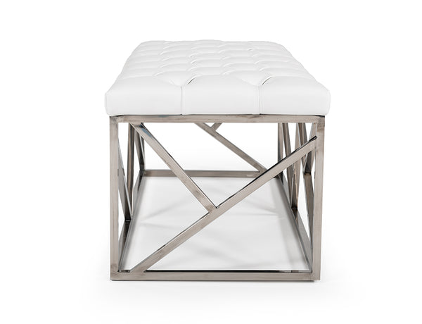 Modrest Lindsey Modern White Leatherette & Stainless Steel Bench Model VGRH-RHS-OT-201-WHT