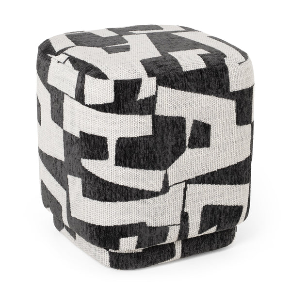 Divani Casa Loftis Modern Black & White Fabric Ottoman Model VGOD-24DY048-A