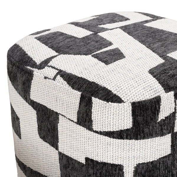 Divani Casa Loftis Modern Black & White Fabric Ottoman Model VGOD-24DY048-A