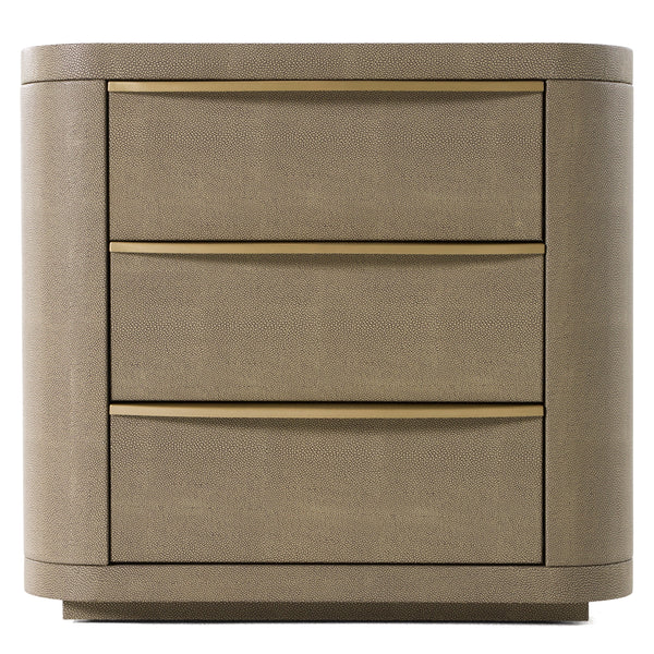 Modrest Lois Modern Beige Shagreen & Brass Nightstand Model VGVC-N2408
