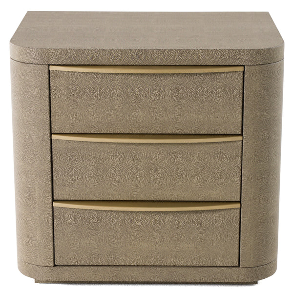 Modrest Lois Modern Beige Shagreen & Brass Nightstand Model VGVC-N2408