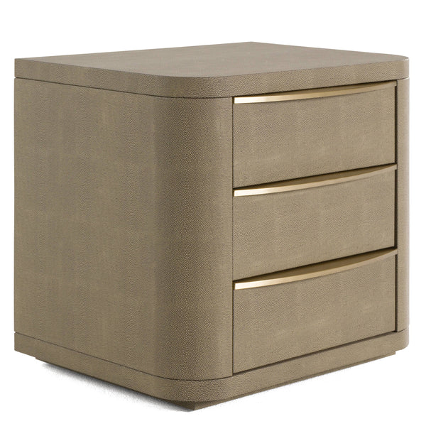 Modrest Lois Modern Beige Shagreen & Brass Nightstand Model VGVC-N2408