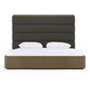 Eastern King Modrest Lois Modern Grey Leather & Beige Shagreen High Headboard Bed
