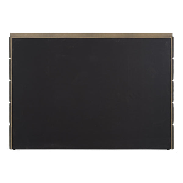 Lois Modern Grey Leather & Beige Shagreen High Headboard Bed