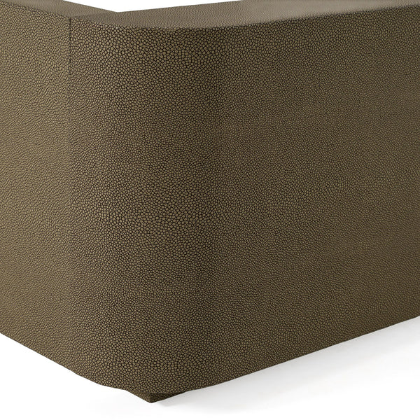 Lois Modern Grey Leather & Beige Shagreen High Headboard Bed