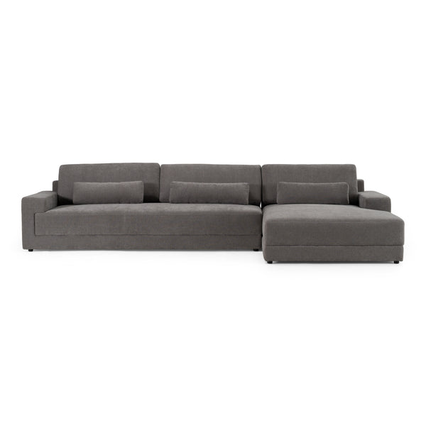 Loki Modern Grey Fabric Right Facing Sectional Sofa