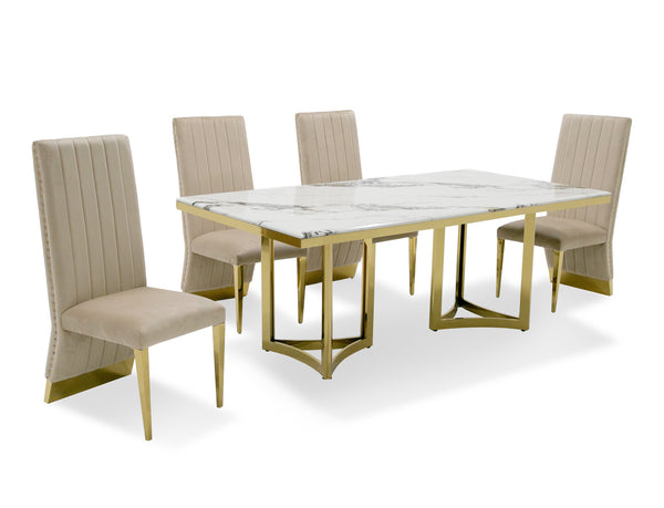 Modrest Loomis White Marble & Gold Dining Table Model VGZAT1301
