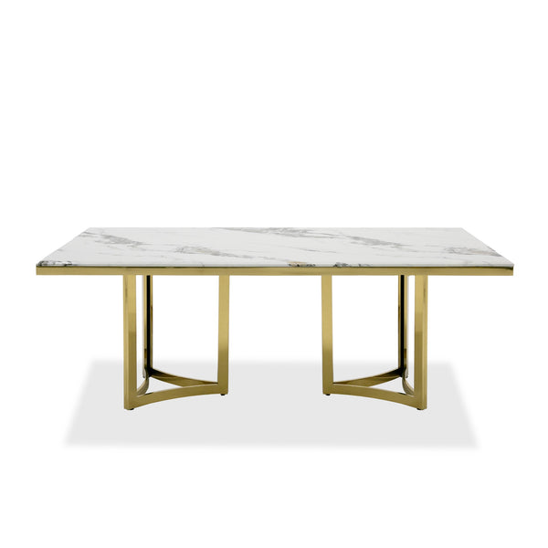 Modrest Loomis White Marble & Gold Dining Table Model VGZAT1301