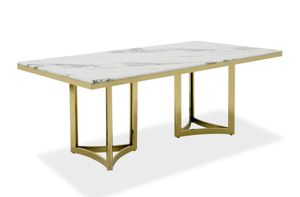 Modrest Loomis White Marble & Gold Dining Table Model VGZAT1301