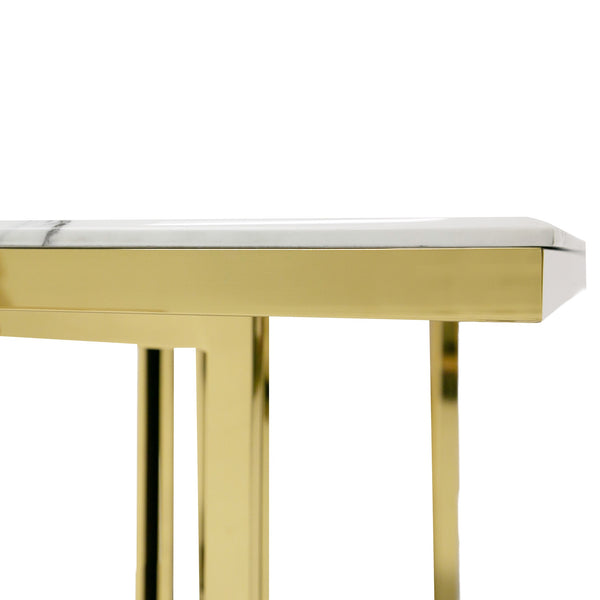 Modrest Loomis White Marble & Gold Dining Table Model VGZAT1301