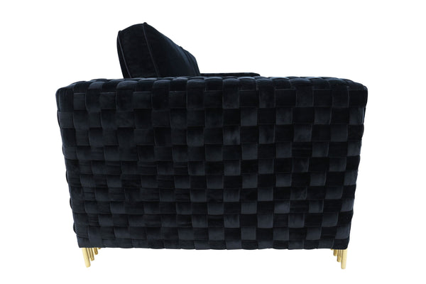 Divani Casa Lori Modern Velvet Glam Black & Gold Sofa Model VGYUHD-1936-BLK-S