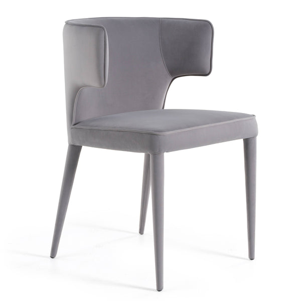 Modrest Lucero Modern Grey Velvet Arm Dining Chair Model VGYF-DC1021-GV