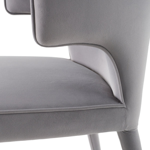 Modrest Lucero Modern Grey Velvet Arm Dining Chair Model VGYF-DC1021-GV