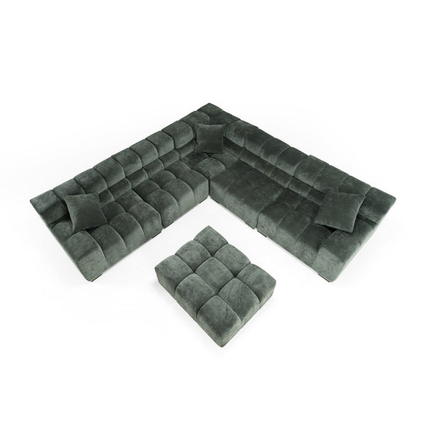 Divani Casa Ludwig Modern Dark Green Fabric Modular Sectional Model VGDW-DS1021-GRN