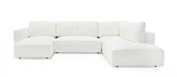 Divani Casa Lulu Modern White Fabric Modular Sectional Sofa With Left Facing Chaise Model VGSX-F22053-LAF-WHT