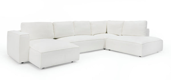 Divani Casa Lulu Modern White Fabric Modular Sectional Sofa With Left Facing Chaise Model VGSX-F22053-LAF-WHT