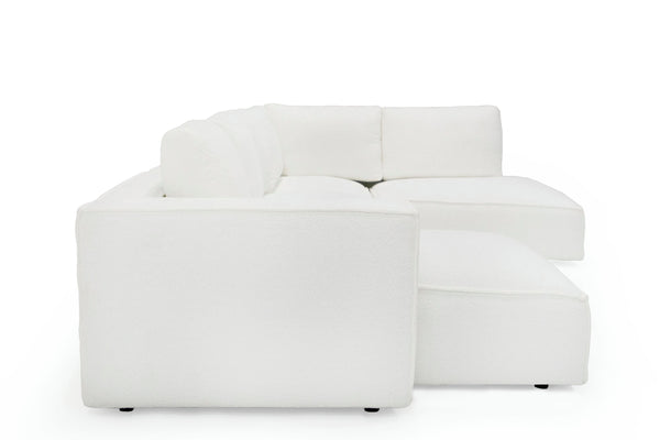 Divani Casa Lulu Modern White Fabric Modular Sectional Sofa With Left Facing Chaise Model VGSX-F22053-LAF-WHT