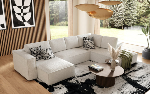 Divani Casa Lulu Modern White Fabric Modular Sectional Sofa With Left Facing Chaise Model VGSX-F22053-LAF-WHT