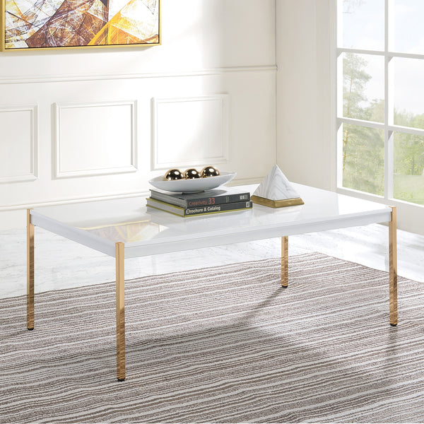 ACME Otrac White & Gold Coffee Table Model LV00034