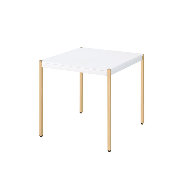ACME Otrac White & Gold End Table Model LV00035