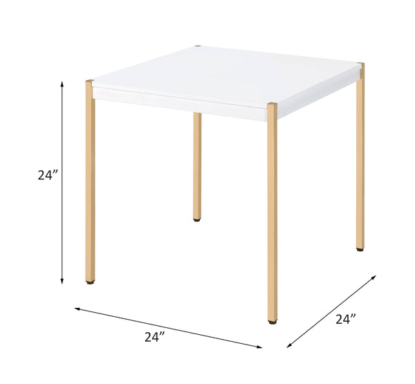 ACME Otrac White & Gold End Table Model LV00035