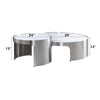 ACME Abilene Engineered Marble & Brush Silver Nesting Coffee Table Set Model LV00223